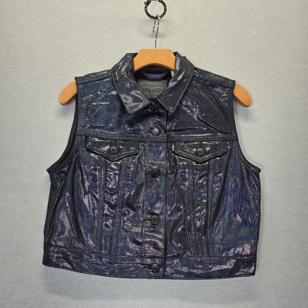 Levi’s Coated Trucker Vest Women's LUMINOUS NIGHT Size Medium